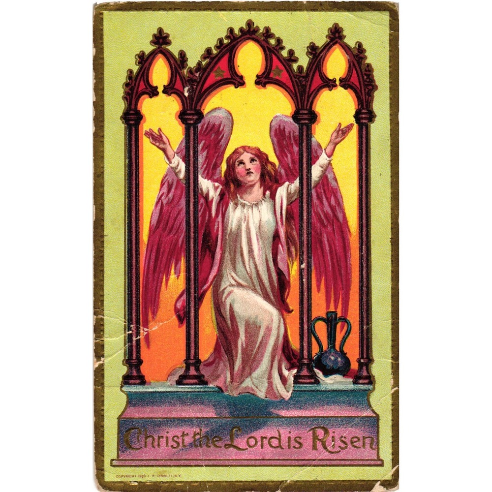 Vintage Easter Postcard Christ the Lord is Risen Angel 1909 R Conwell NY